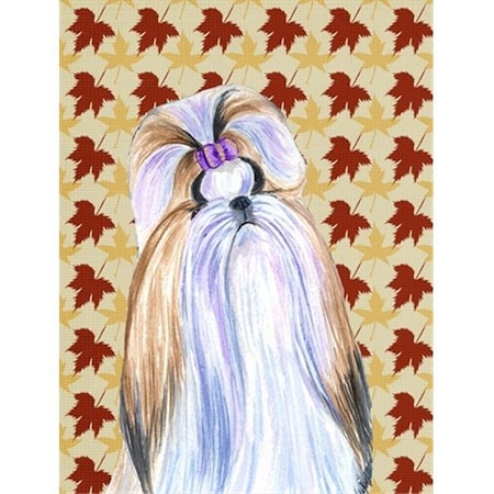 15 X 15 In. Shih Tzu Fall Leaves Portrait Flag Garden Size